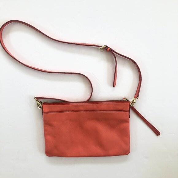 Fossil Melon Color Crossbody Shoulder Trap Leather Bag - Picture 3 of 12